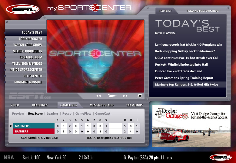 A prototype SportsCenter app